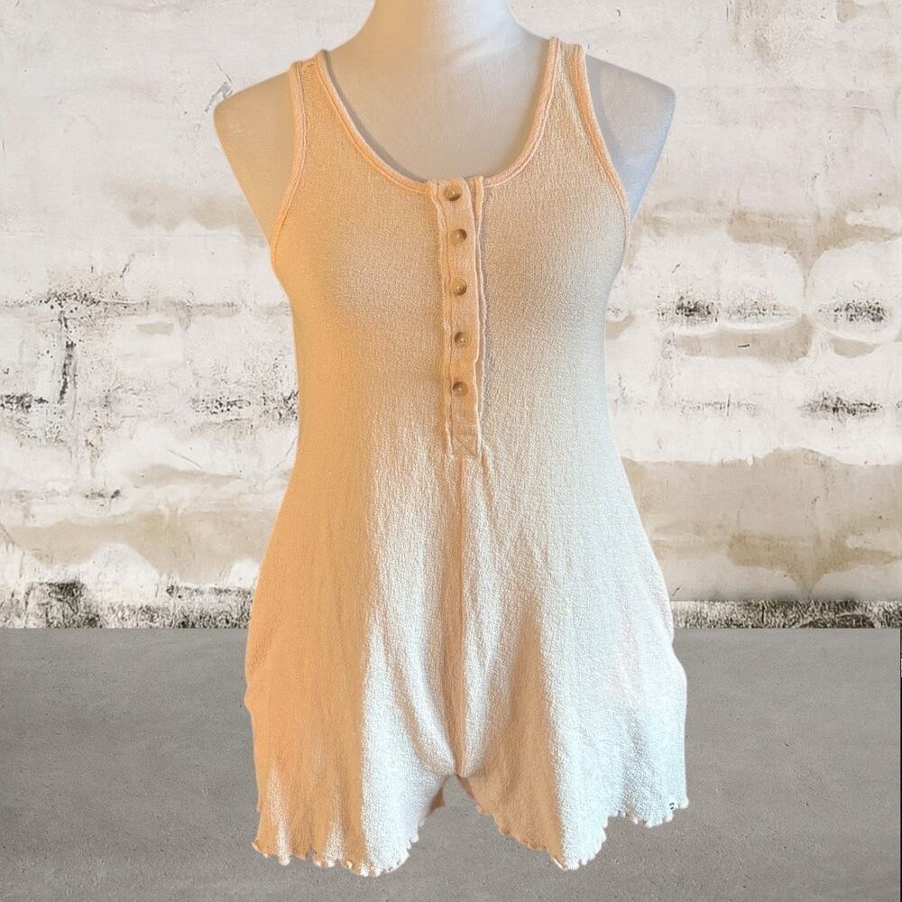 Billabong Cream Sleeveless Textured Romper